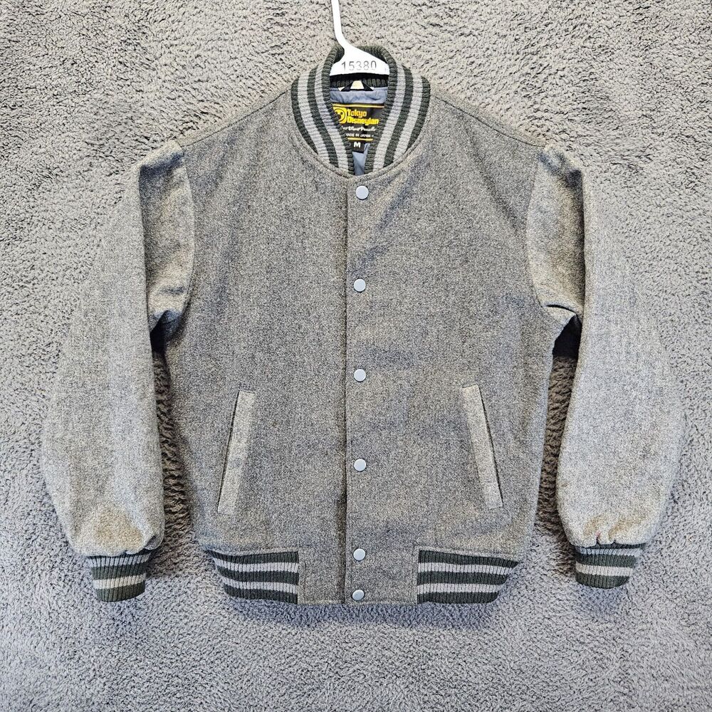 Tokyo Disneyland‎ Varsity Jacket Men Size Medium Gray Mickey Mouse Embroidered